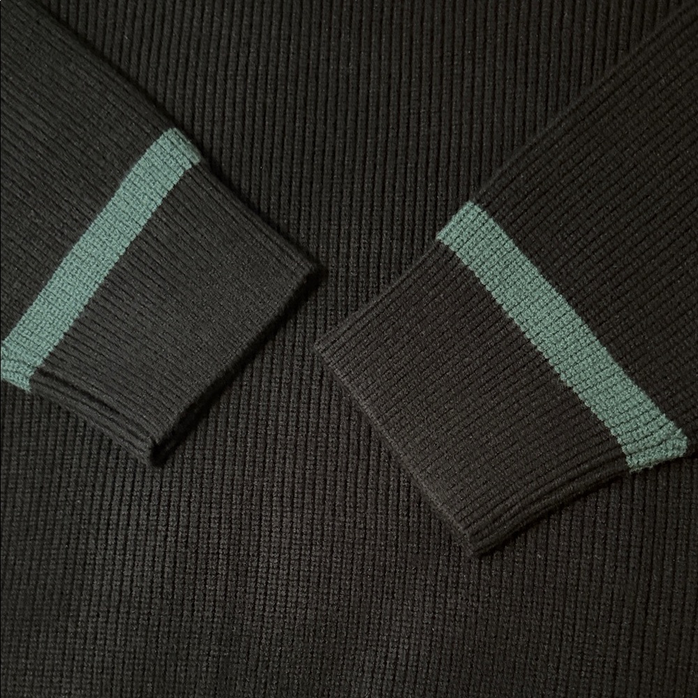 Black Scale Black V-Neck Sweater with Yellow Trim - Picture 2 of 16